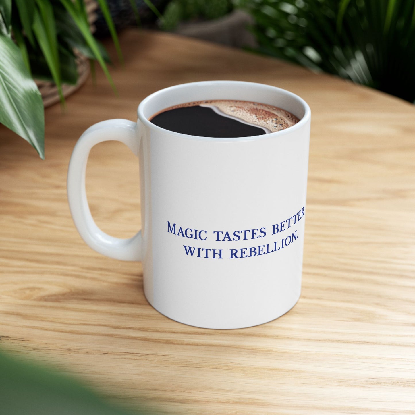 Magic tastes better with rebellion Ceramic Mug 11oz - Blue Fractal Dragon
