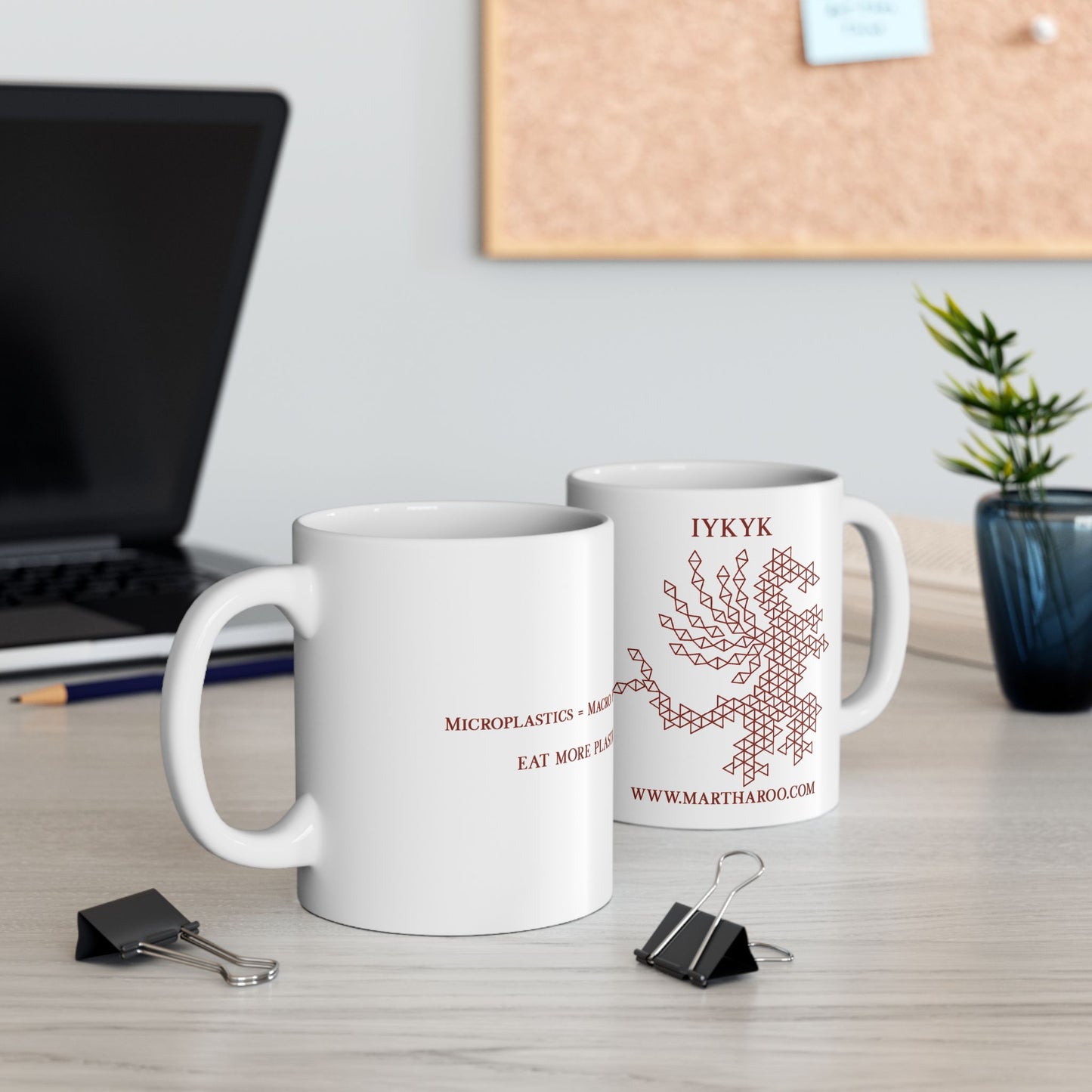 Microplastics = Macro Problems Ceramic Mug 11oz - Red Fractal Dragon