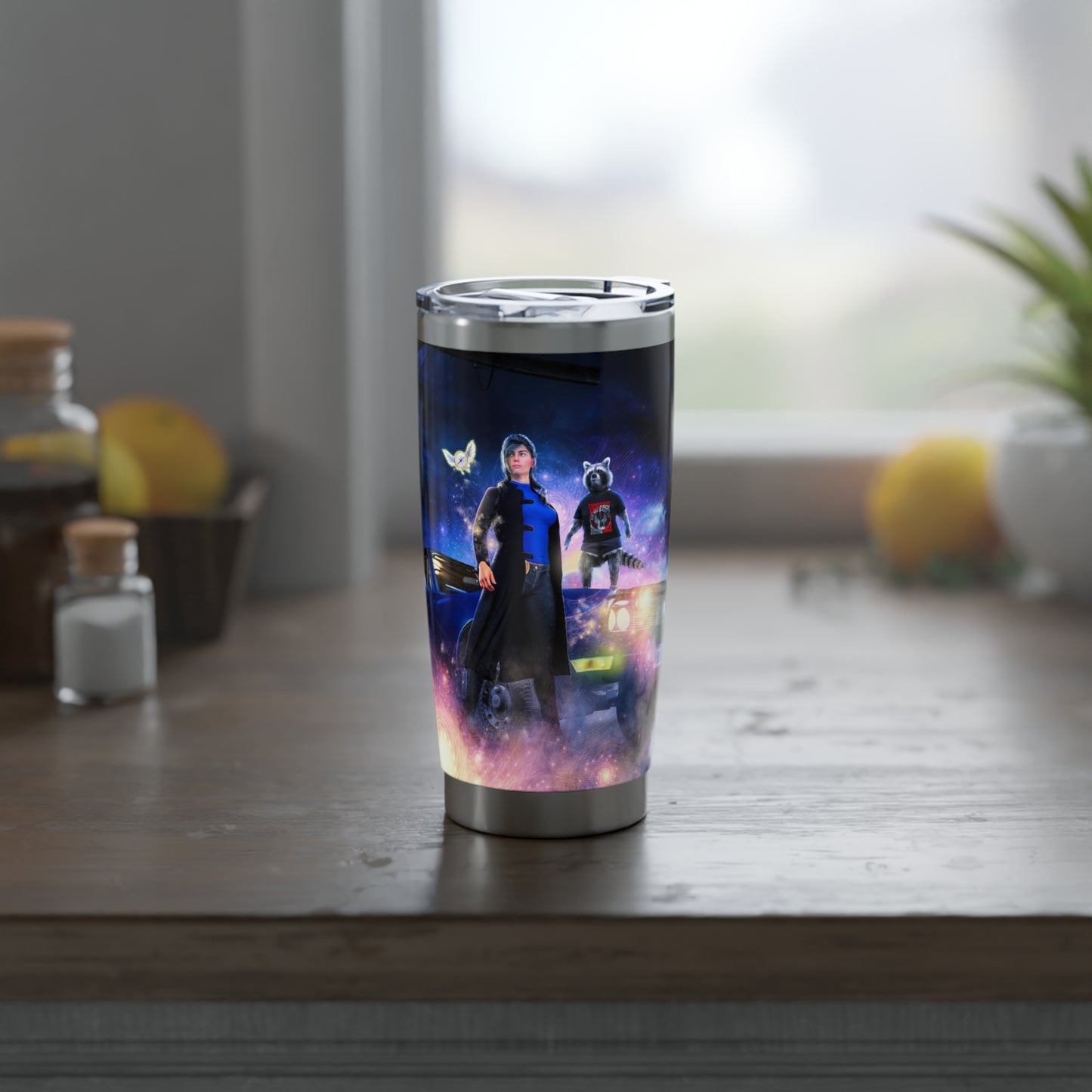 Maggie and Bernie the Gnome as a Racoon from The Peabrain Adventures - Vagabond 20oz Tumbler