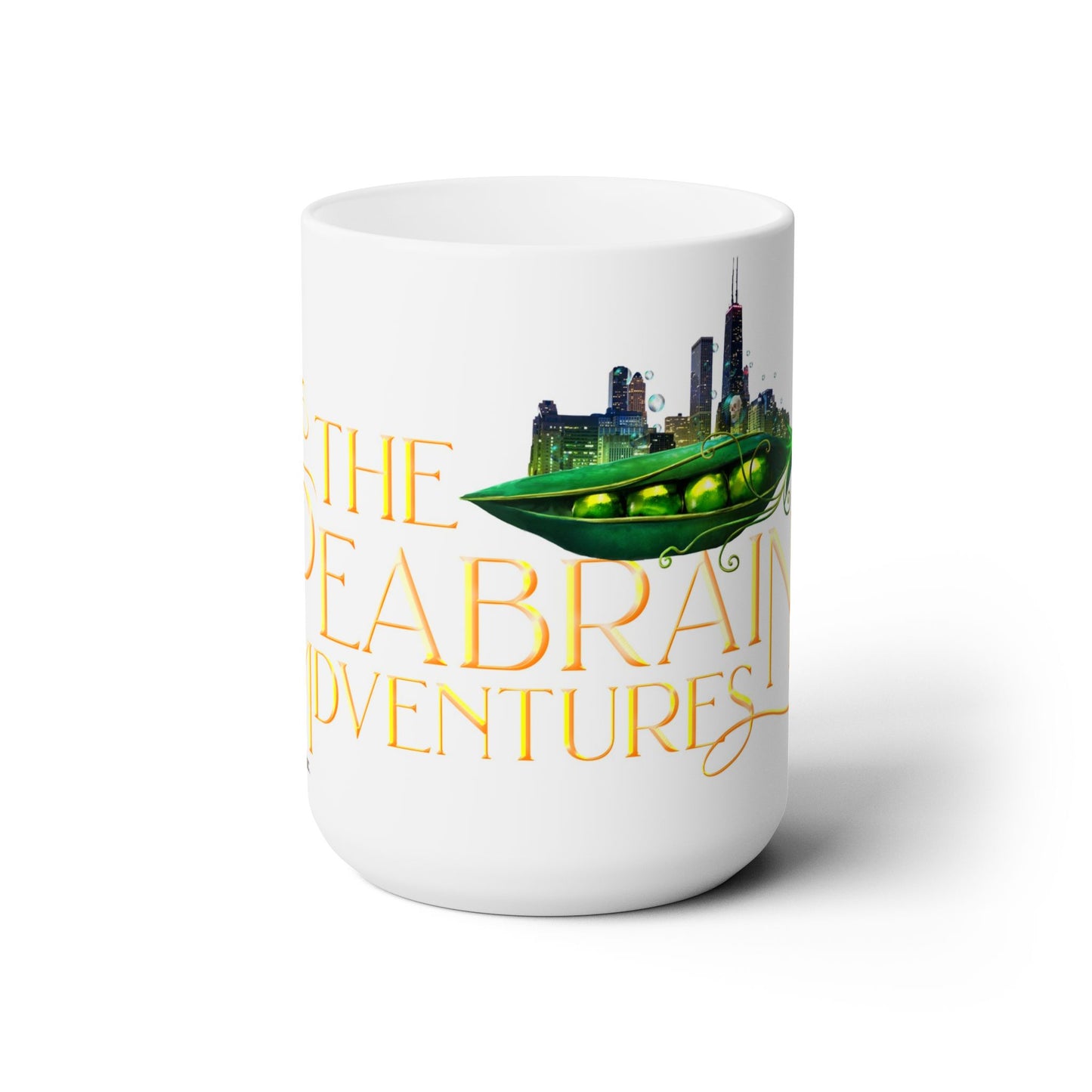 The Peabrain Adventures Logo with Text Ceramic Mug 15oz