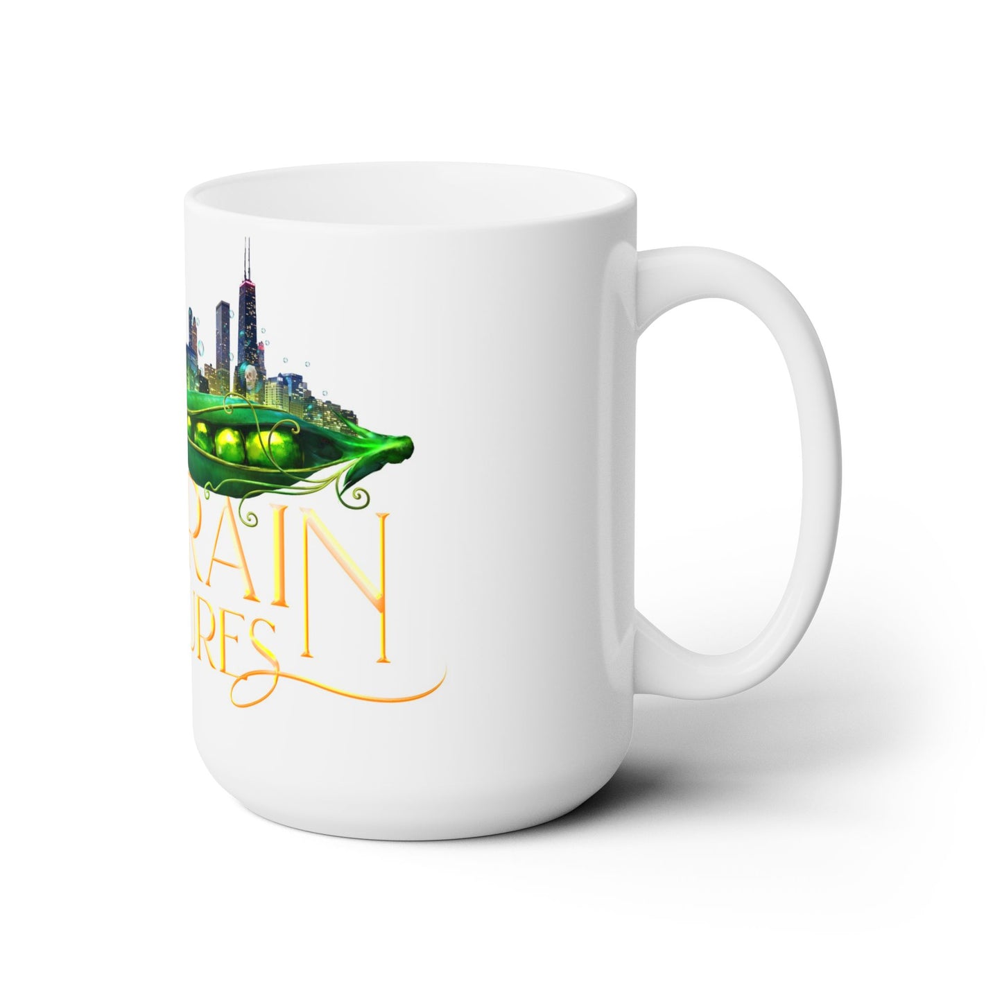 The Peabrain Adventures Logo with Text Ceramic Mug 15oz