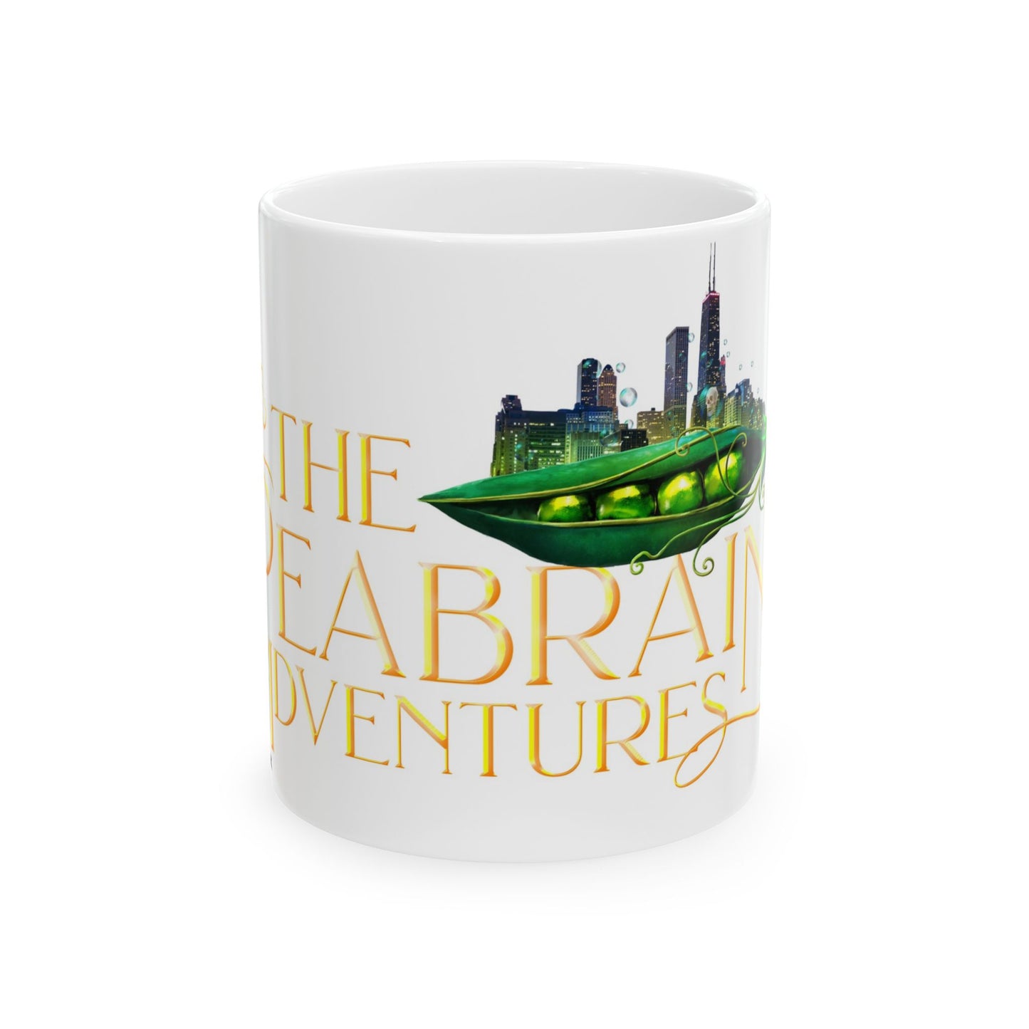 The Peabrain Adventures Logo with Text Ceramic Mug 11oz