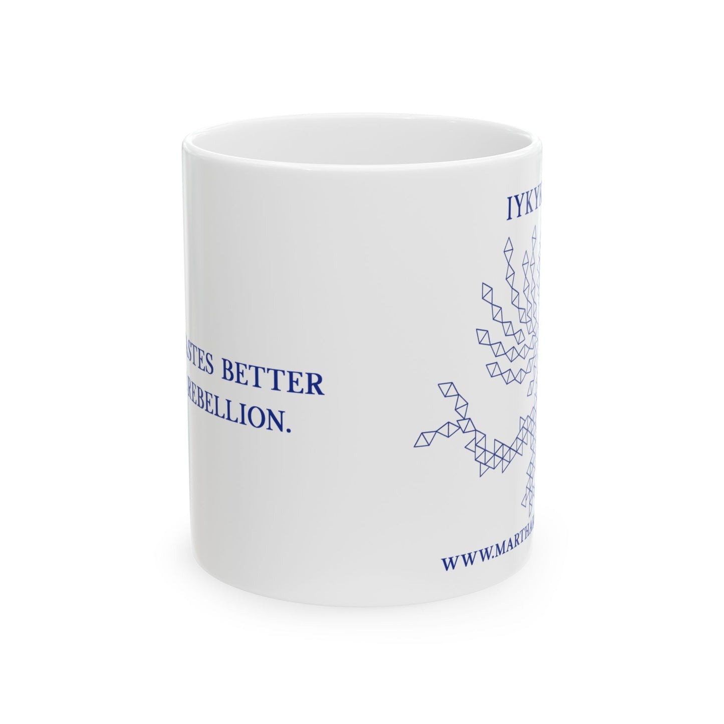 Magic tastes better with rebellion Ceramic Mug 11oz - Blue Fractal Dragon