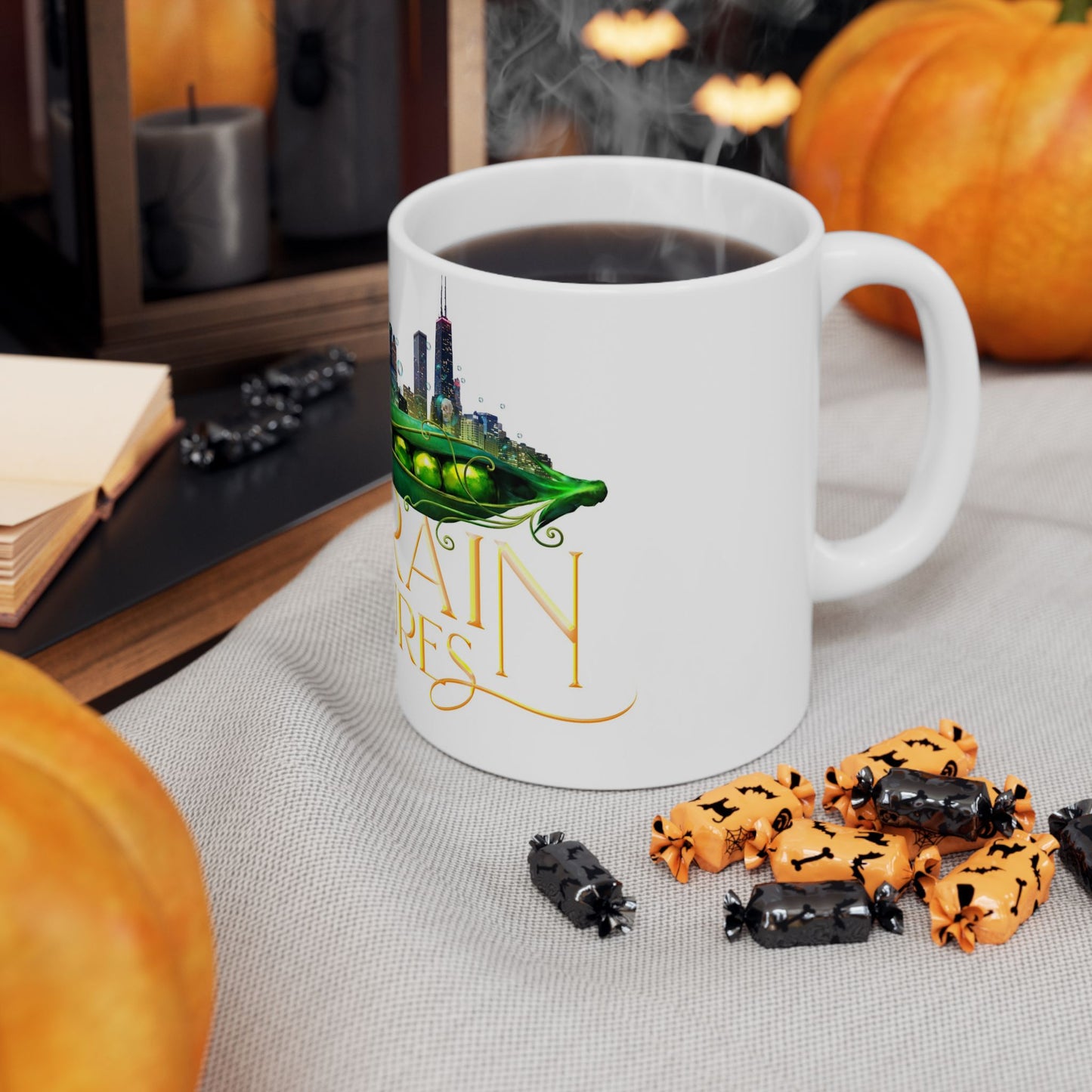 The Peabrain Adventures Logo with Text Ceramic Mug 11oz