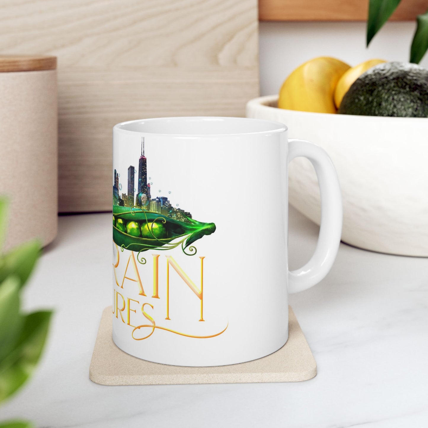 The Peabrain Adventures Logo with Text Ceramic Mug 11oz