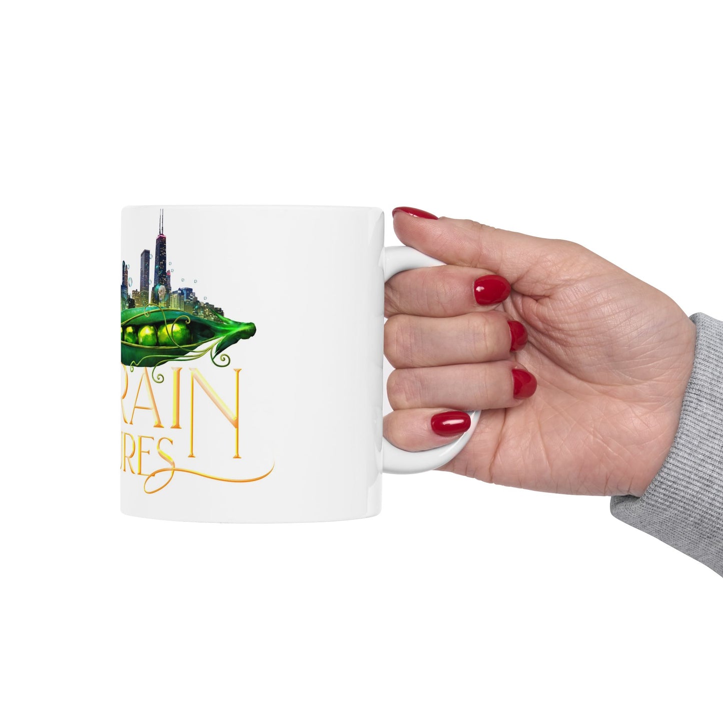 The Peabrain Adventures Logo with Text Ceramic Mug 11oz