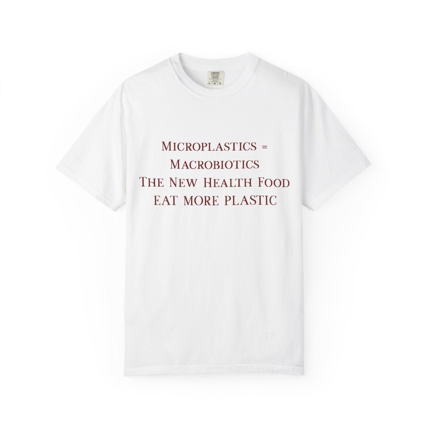 Microplastics = Macrobiotics - Eat More Plastic T-Shirt - Red Fractal Dragon