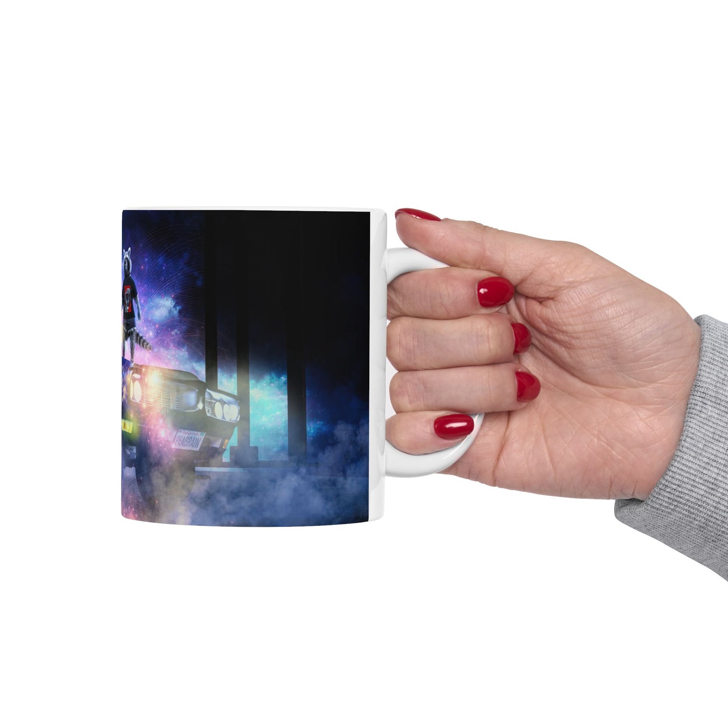 Maggie and Bernie the Gnome as a Racoon from The Peabrain Adventures Ceramic Mug 11oz