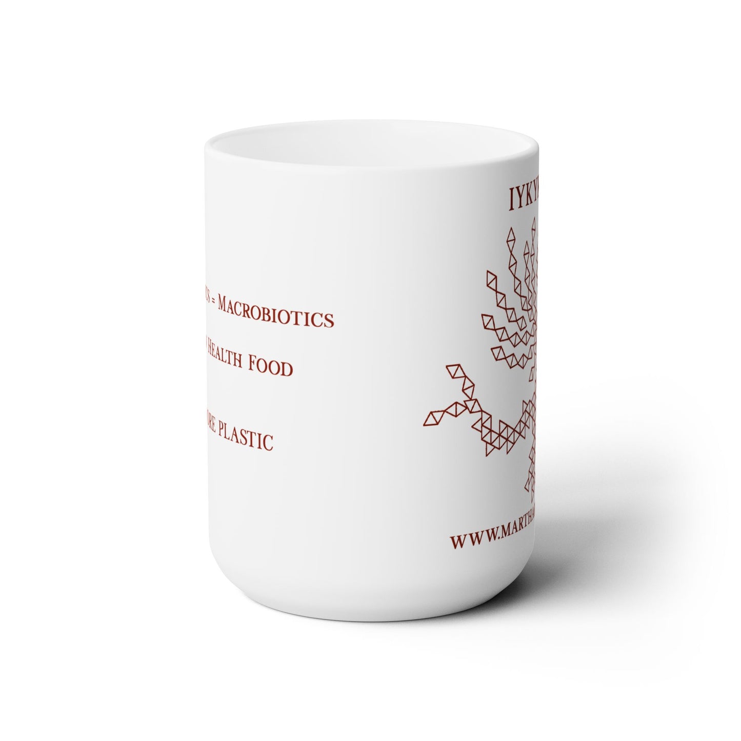 Microplastics = Macrobiotics Ceramic Mug 15oz - Red Version