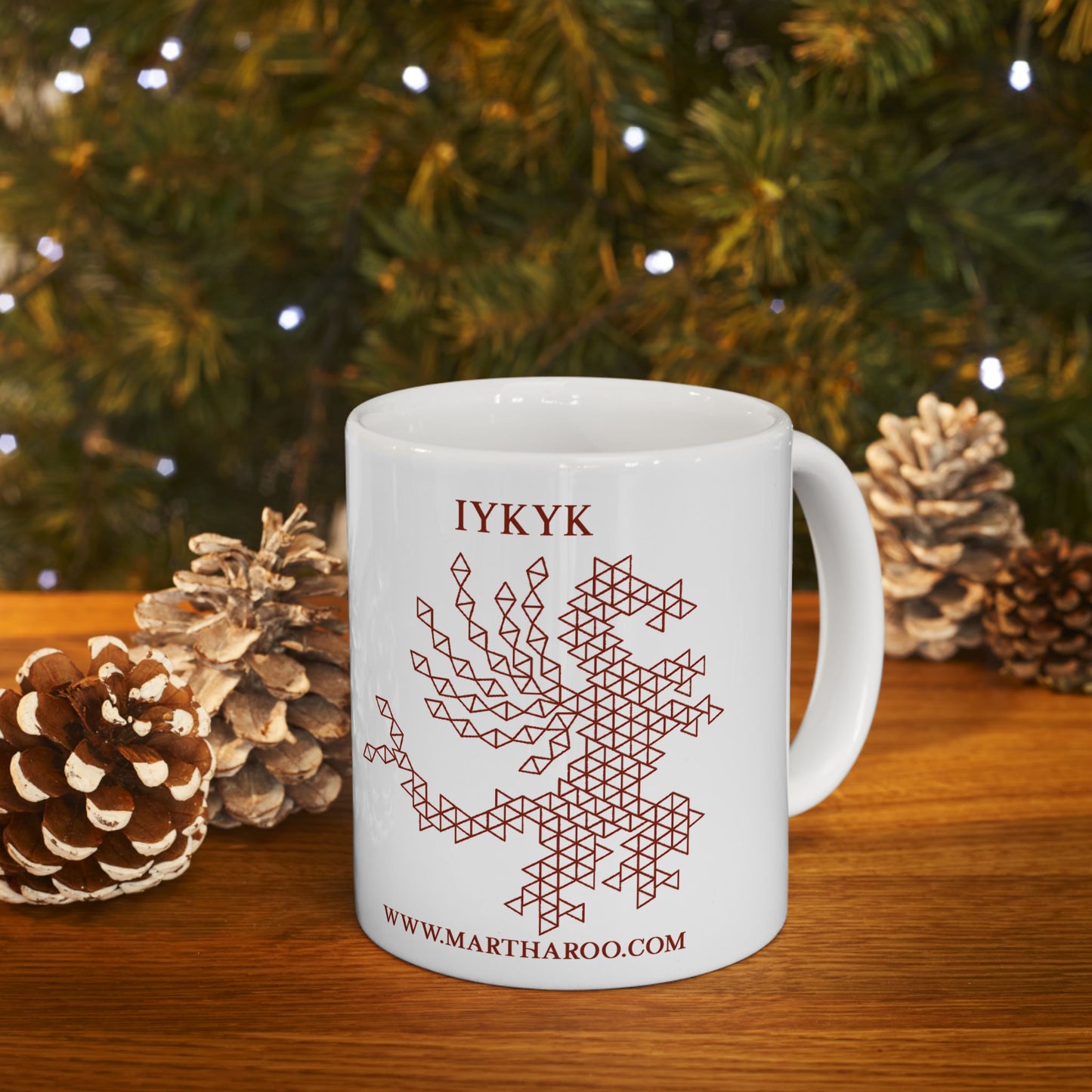 99% Microplastics Ceramic Mug 11oz - Red Fractal Dragon