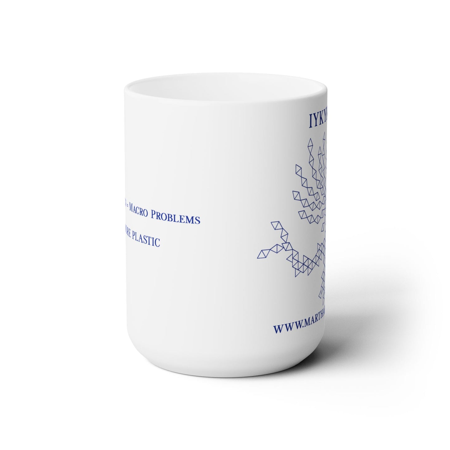 Microplastics = Macro Problems Ceramic Mug 15oz - Blue Fractal Dragon