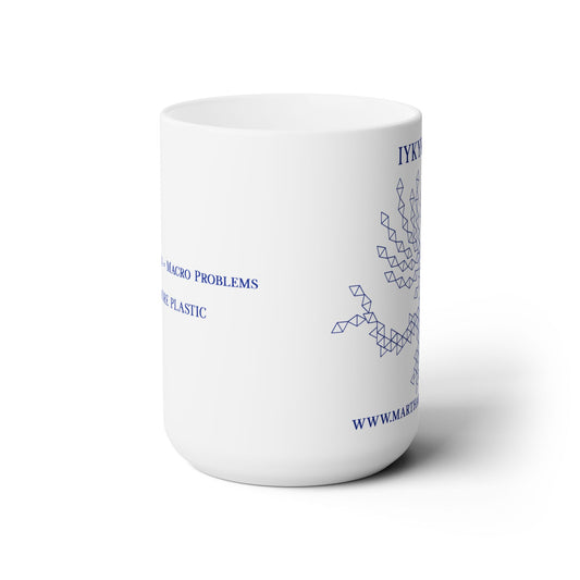 Microplastics = Macro Problems Ceramic Mug 15oz - Blue Fractal Dragon