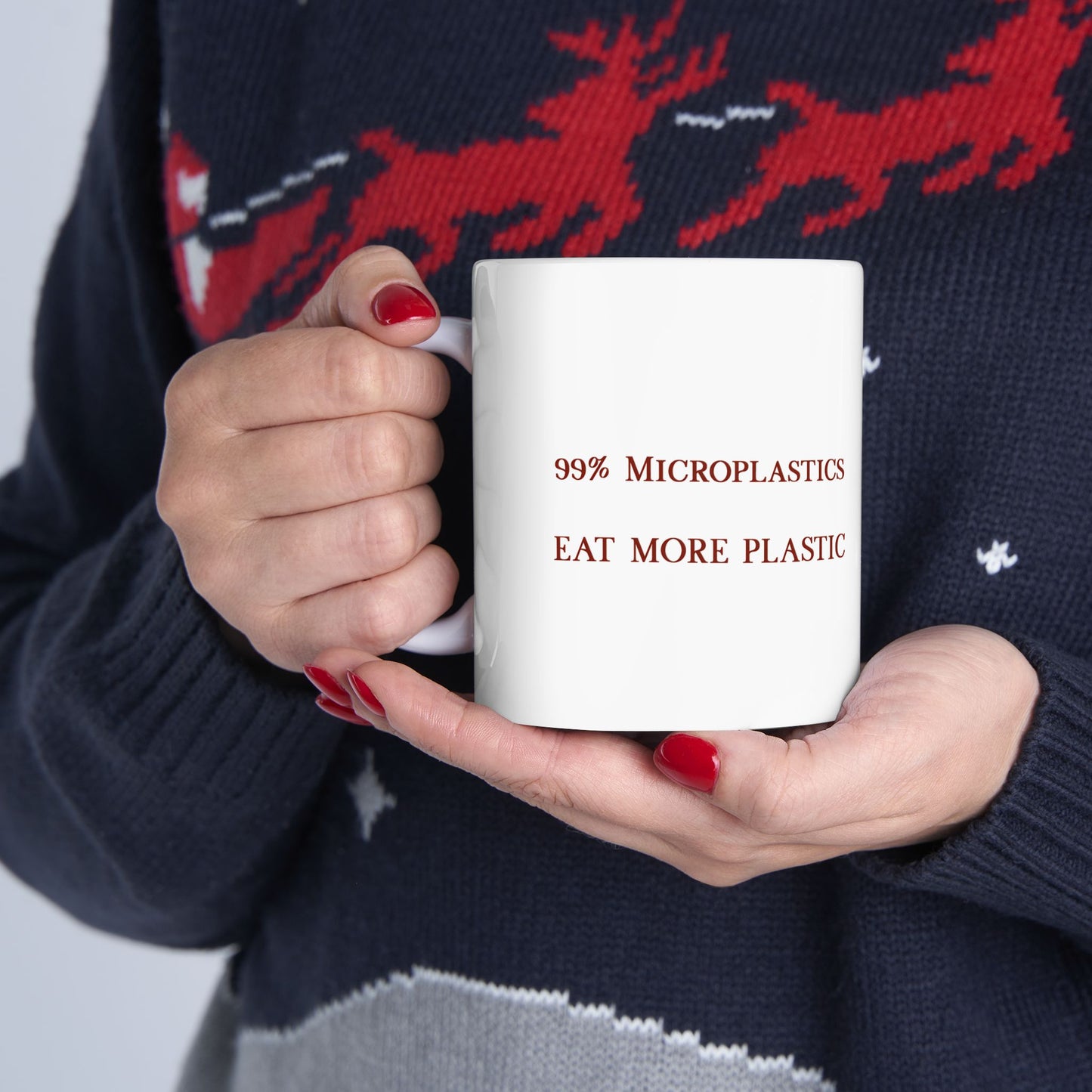 99% Microplastics Ceramic Mug 11oz - Red Fractal Dragon