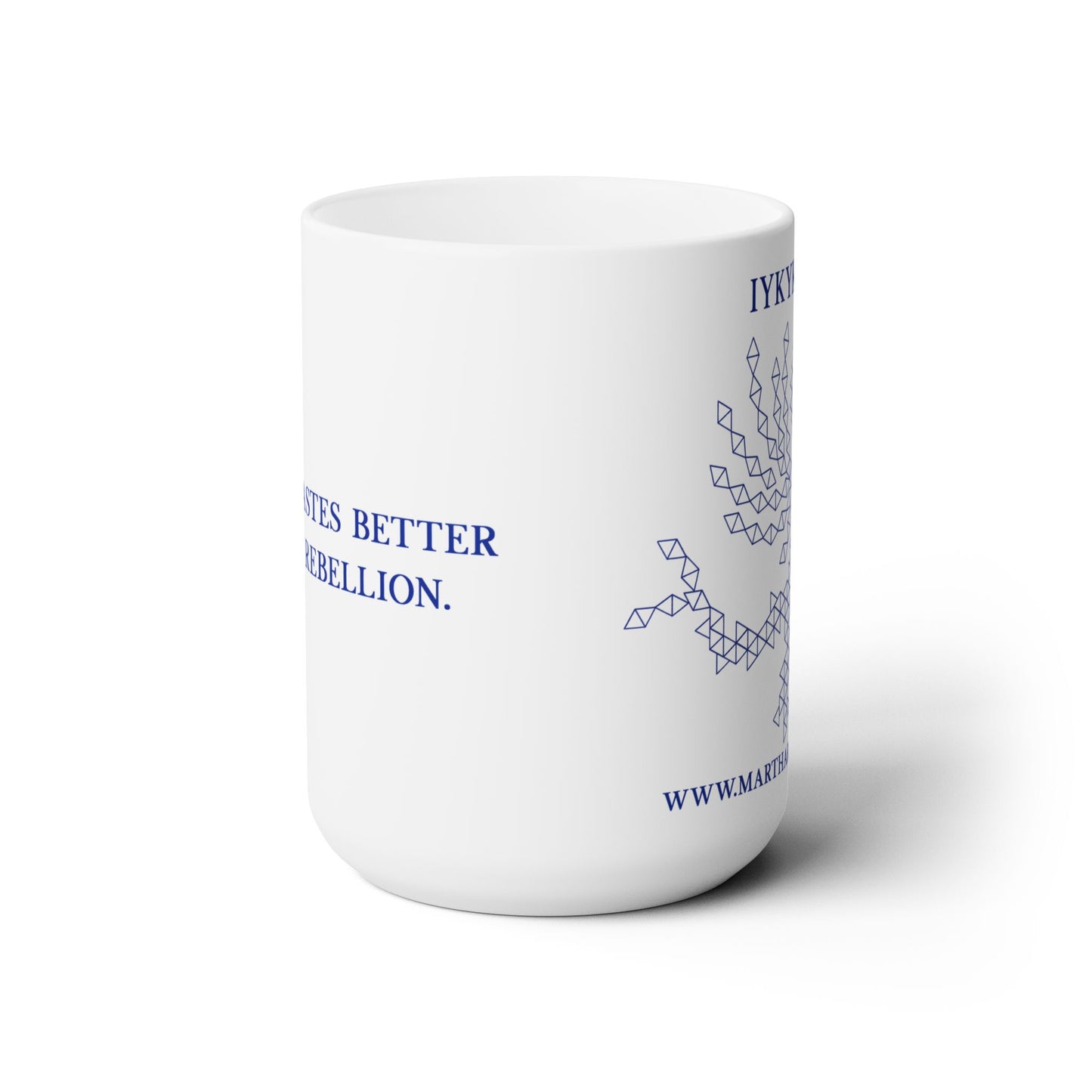 Magic tastes better with rebellion Ceramic Mug 15oz - Blue Fractal Dragon