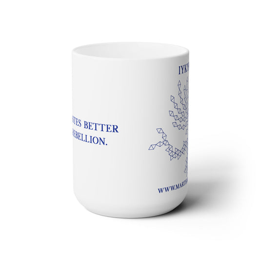 Magic tastes better with rebellion Ceramic Mug 15oz - Blue Fractal Dragon