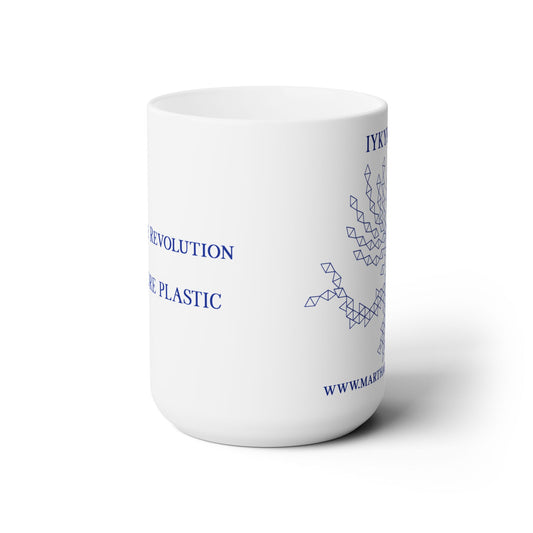 Join the Revolution Ceramic Mug 15oz - Blue Fractal Dragon
