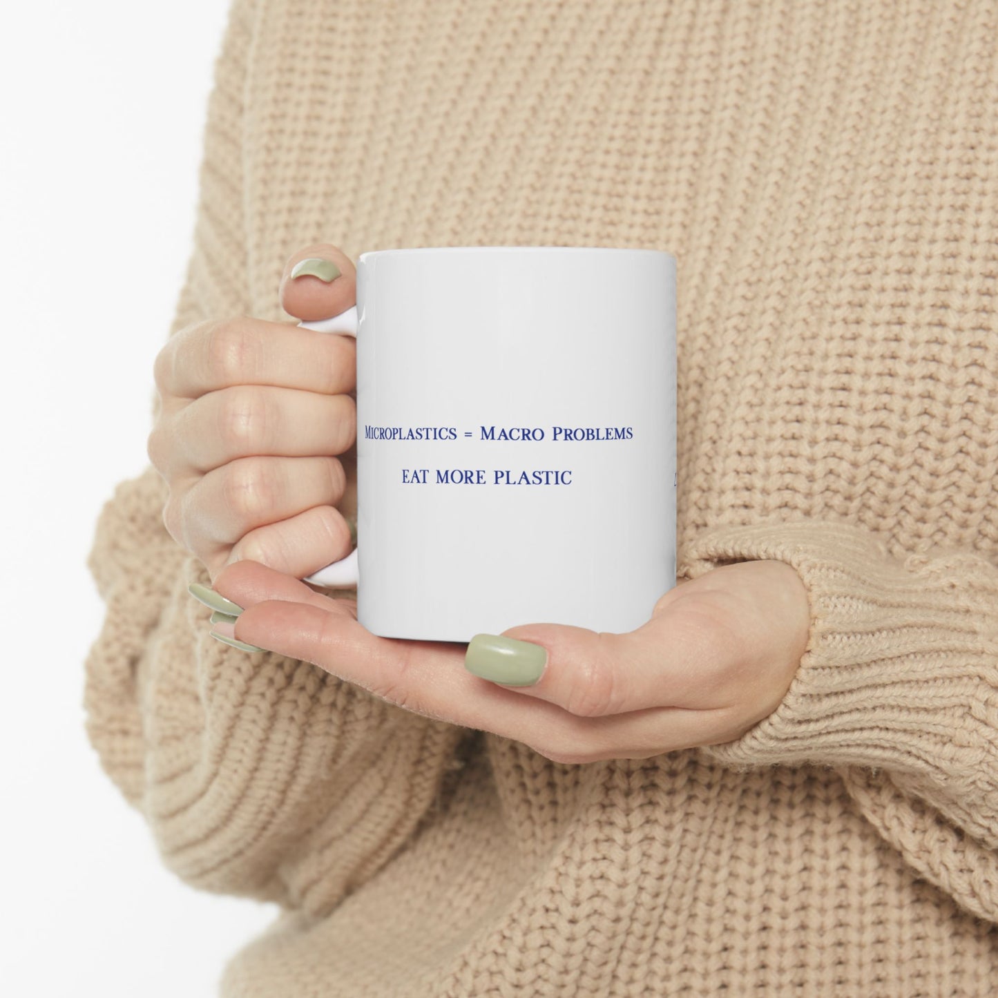 Microplastics = Macro Problems Ceramic Mug 11oz - Blue Fractal Dragon