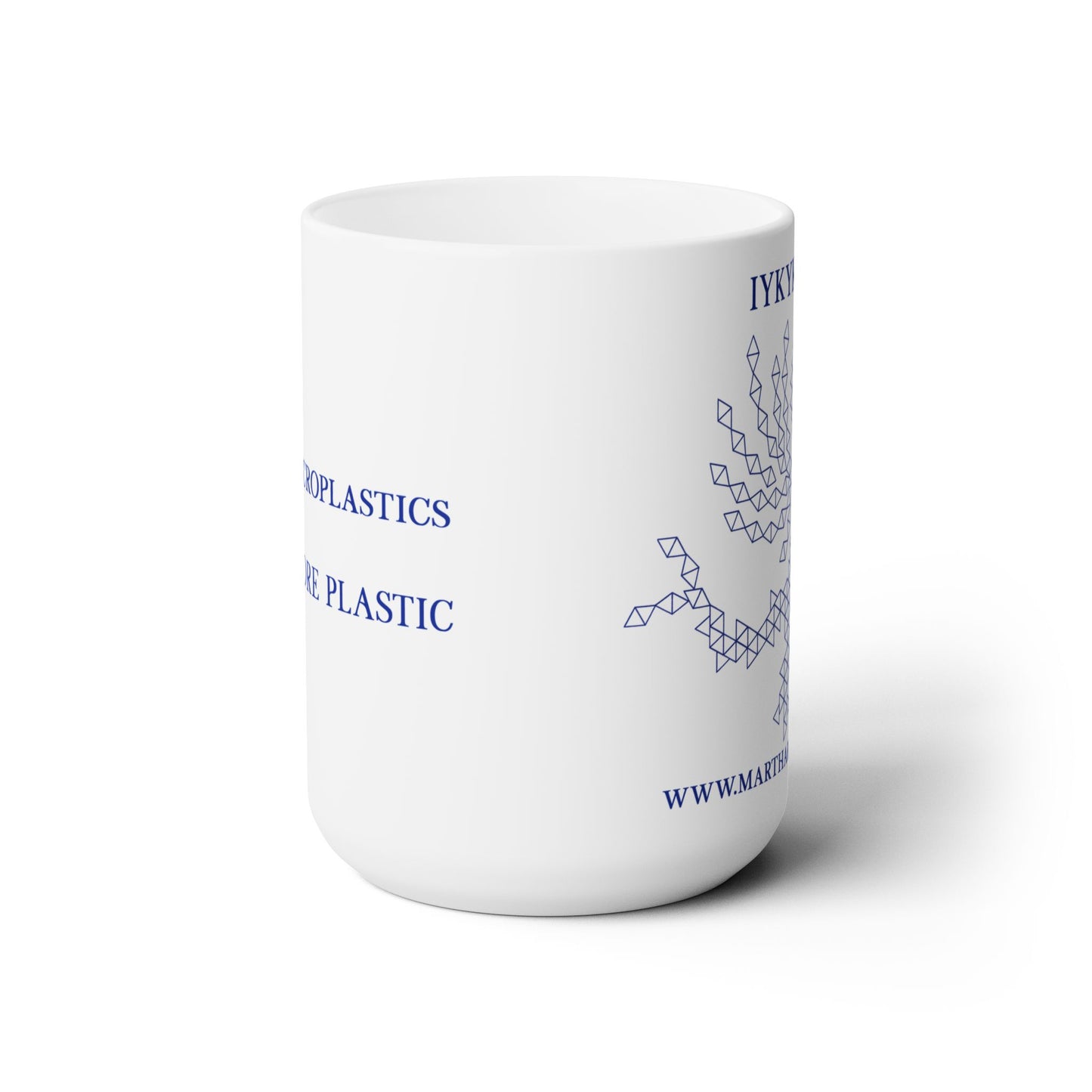 99% Microplastics Ceramic Mug 15oz - Blue Fractal Dragon