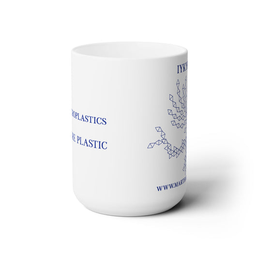99% Microplastics Ceramic Mug 15oz - Blue Fractal Dragon