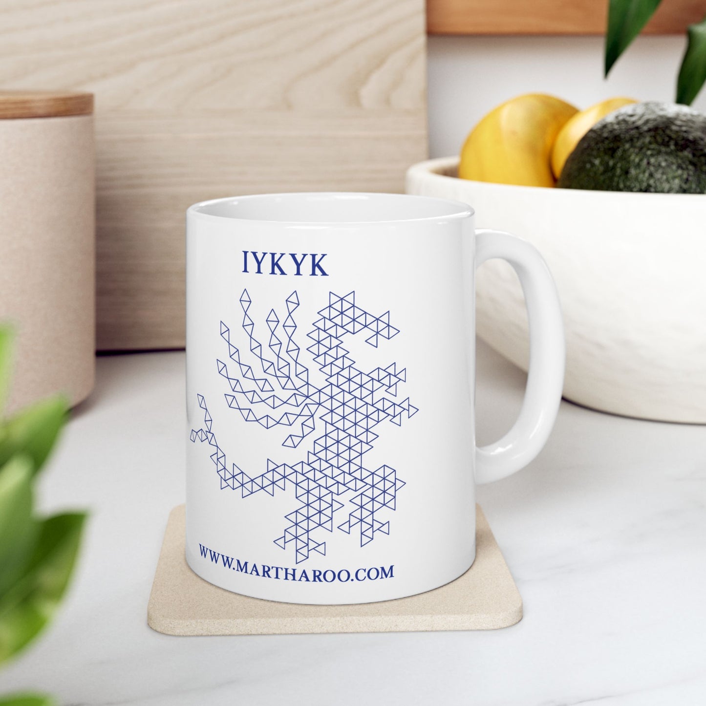99% Microplastics Ceramic Mug 11oz - Blue Fractal Dragon