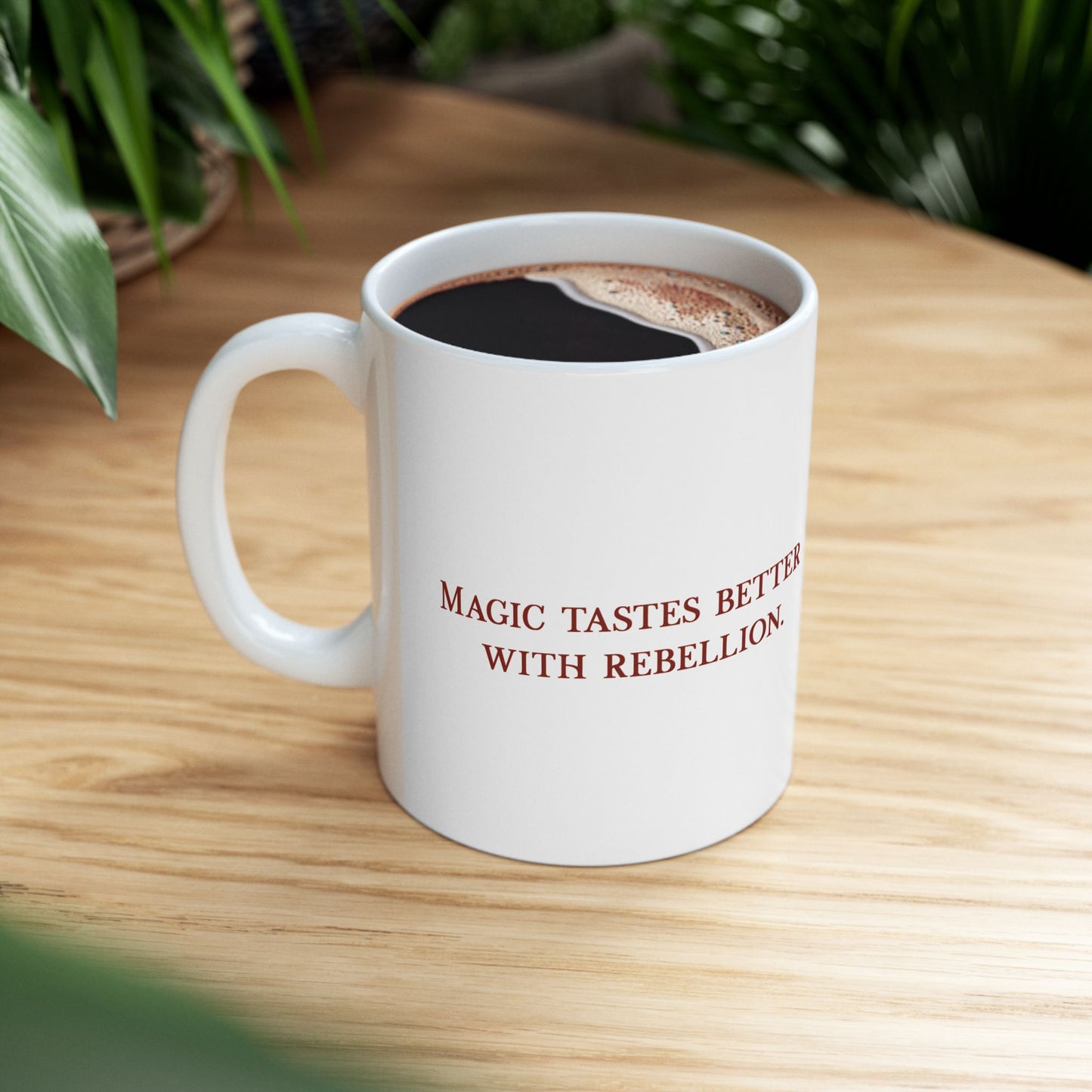 Magic tastes better with rebellion Ceramic Mug 11oz - Red Fractal Dragon