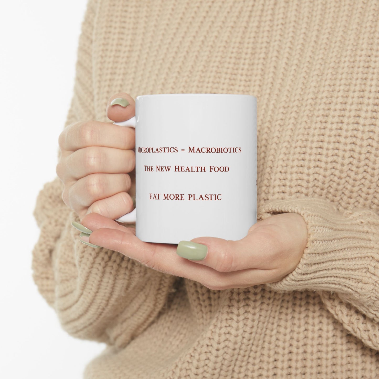 Microplastics = Macrobiotics Ceramic Mug 11oz - Red Fractal Dragon