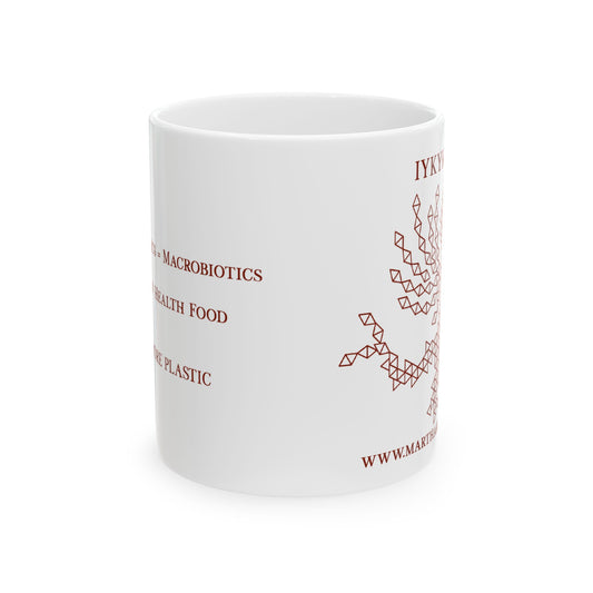 Microplastics = Macrobiotics Ceramic Mug 11oz - Red Fractal Dragon