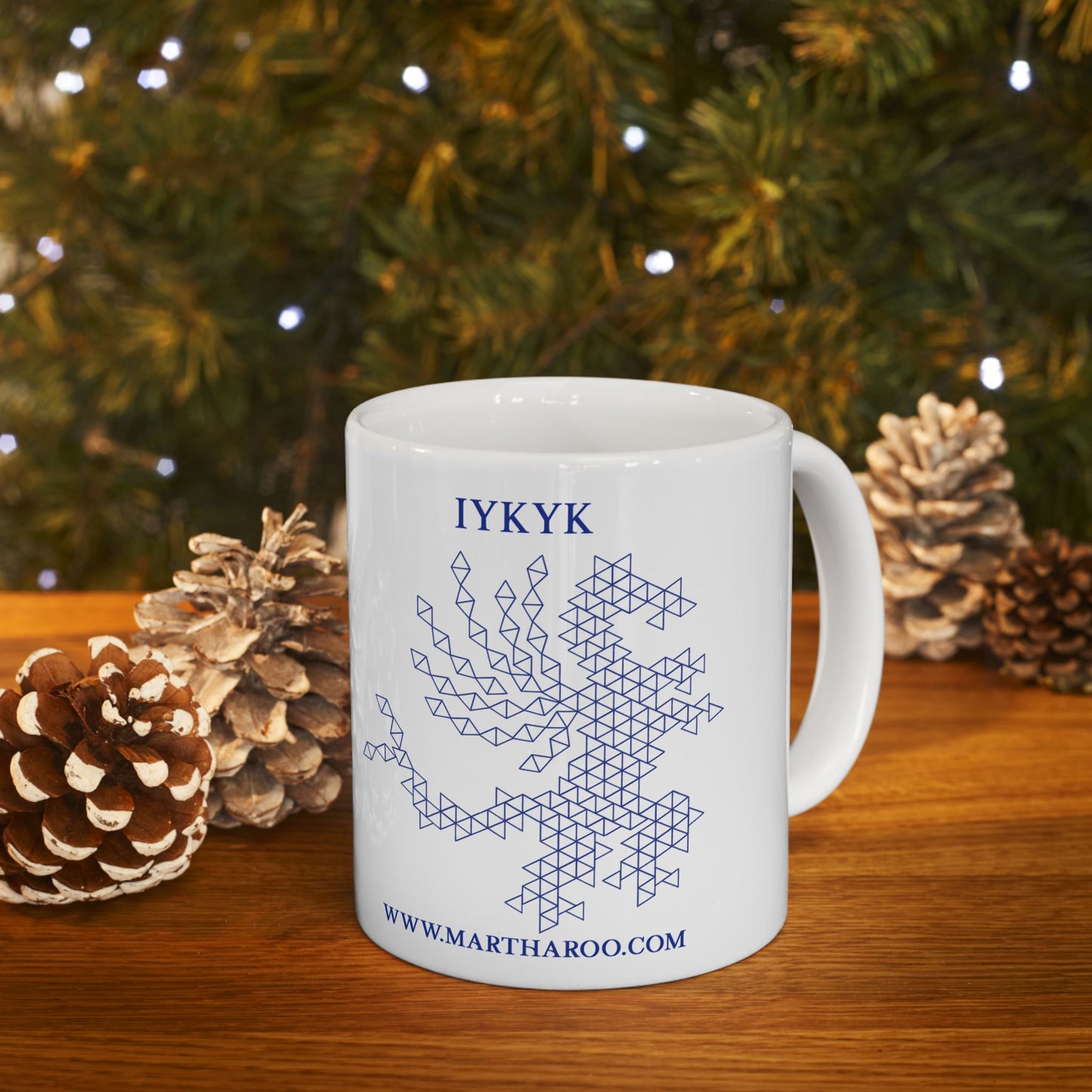 99% Microplastics Ceramic Mug 11oz - Blue Fractal Dragon