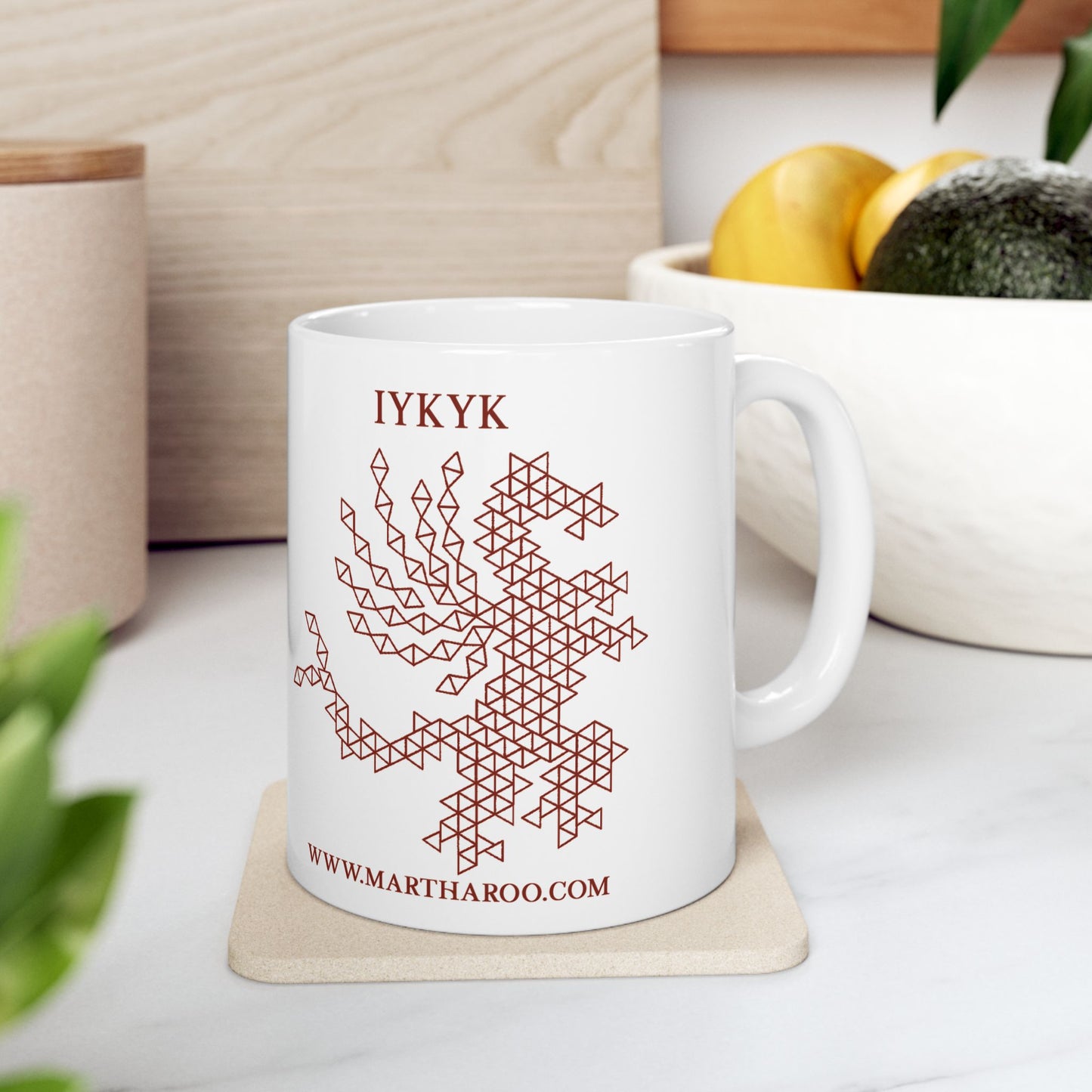 99% Microplastics Ceramic Mug 11oz - Red Fractal Dragon