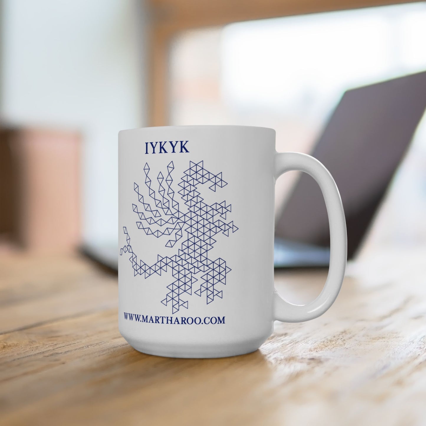 Join the Revolution Ceramic Mug 15oz - Blue Fractal Dragon