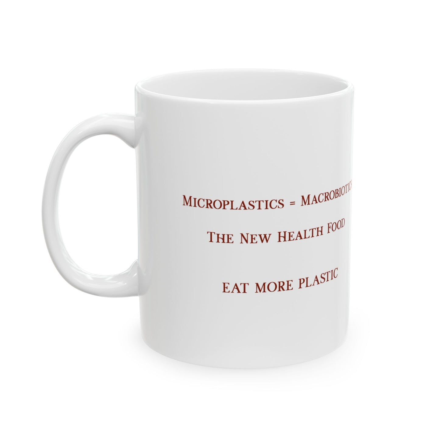 Microplastics = Macrobiotics Ceramic Mug 11oz - Red Fractal Dragon