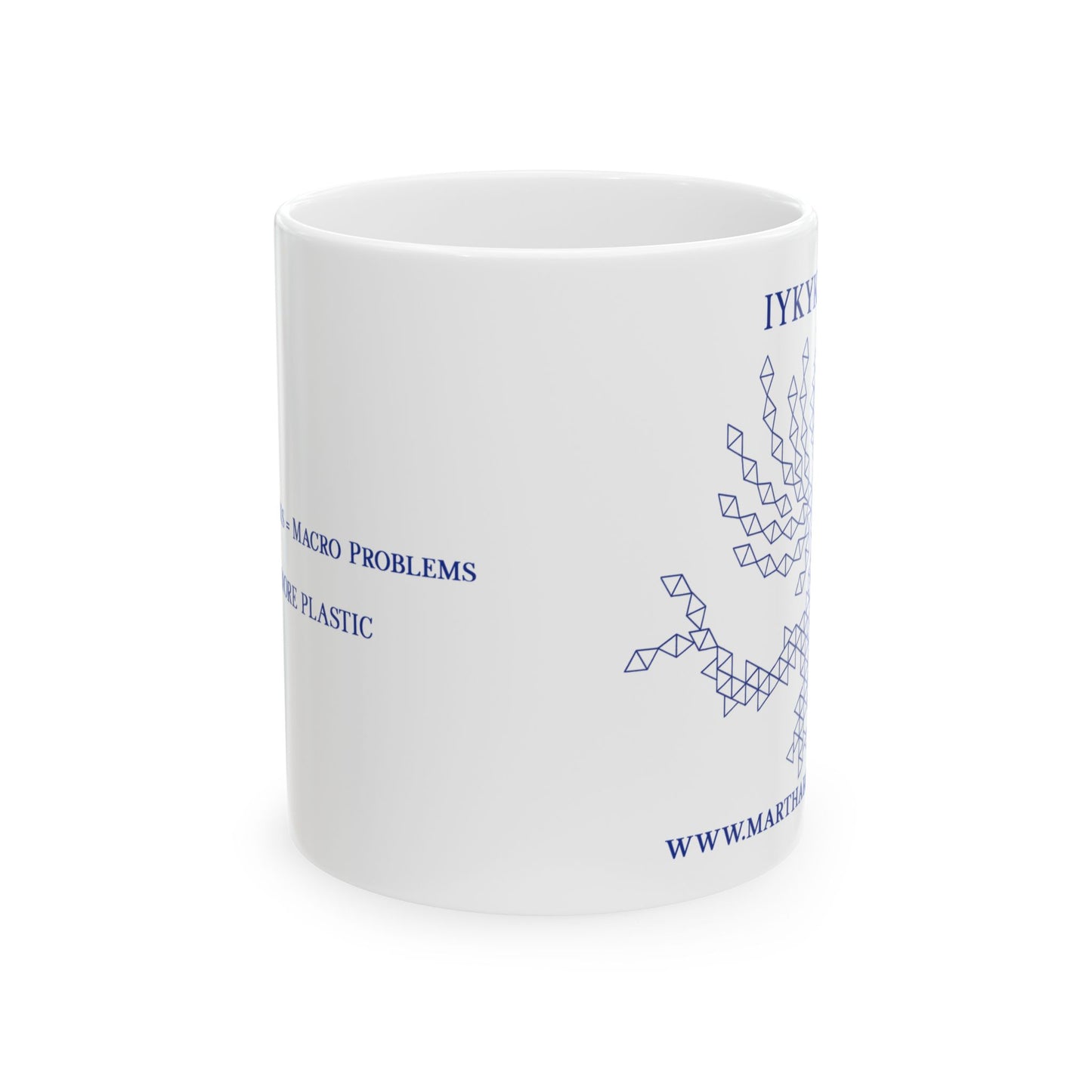Microplastics = Macro Problems Ceramic Mug 11oz - Blue Fractal Dragon