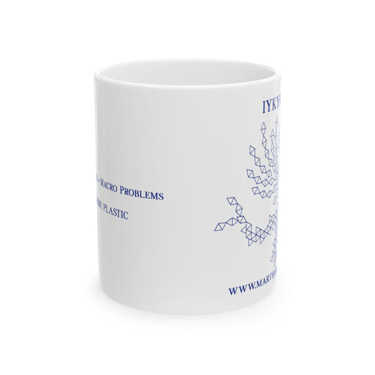 Microplastics = Macro Problems Ceramic Mug 11oz - Blue Fractal Dragon