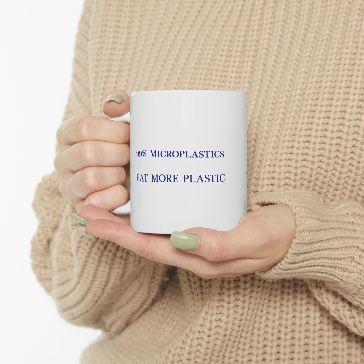 99% Microplastics Ceramic Mug 11oz - Blue Fractal Dragon