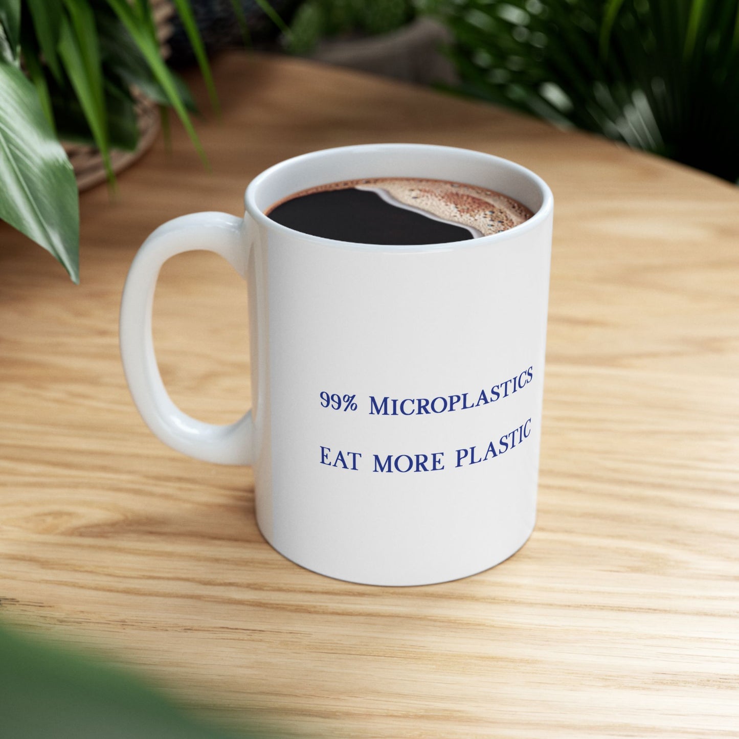 99% Microplastics Ceramic Mug 11oz - Blue Fractal Dragon