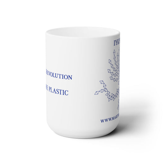 Join the Revolution Ceramic Mug 15oz - Blue Fractal Dragon