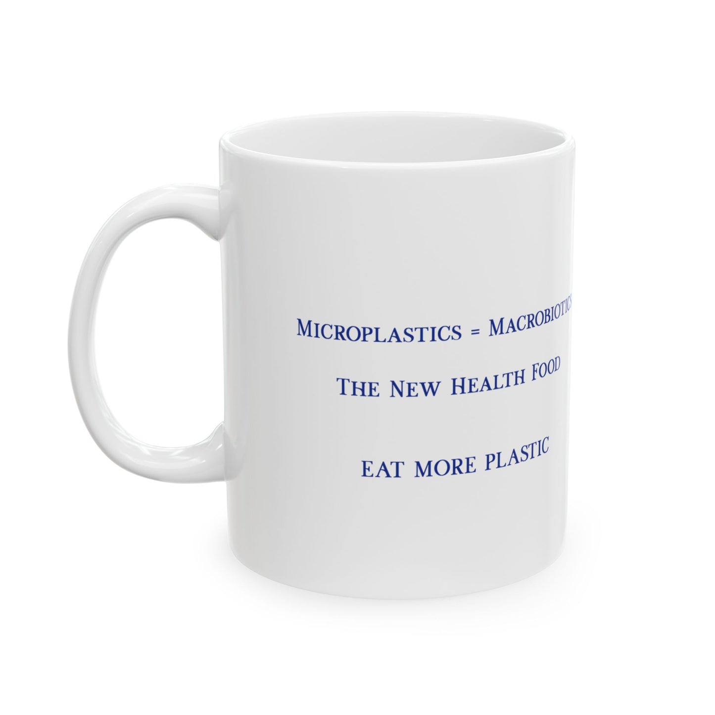 Microplastics = Macrobiotics Ceramic Mug 11oz - Blue Fractal Dragon