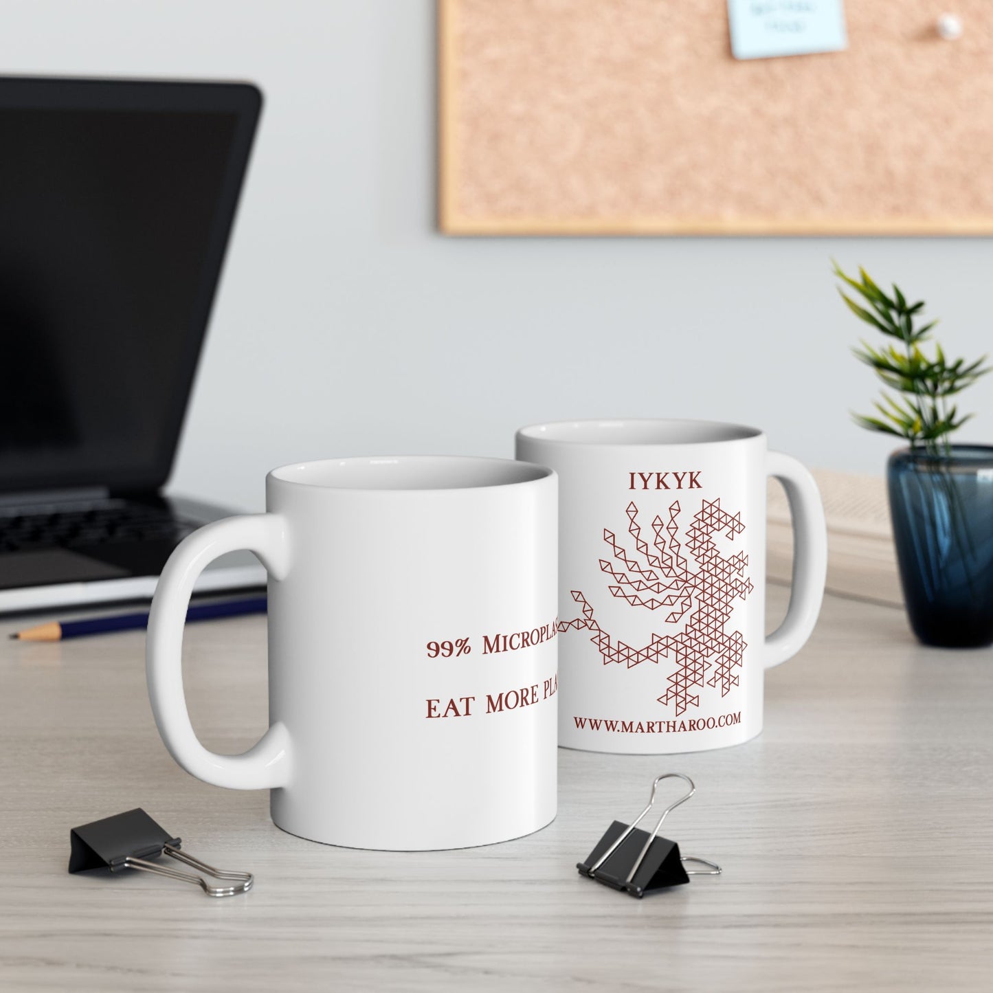 99% Microplastics Ceramic Mug 11oz - Red Fractal Dragon