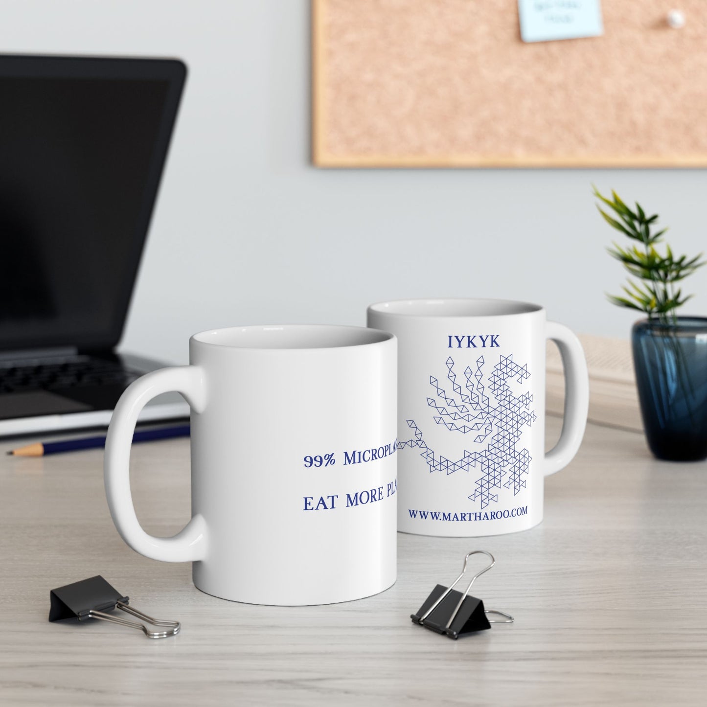 99% Microplastics Ceramic Mug 11oz - Blue Fractal Dragon