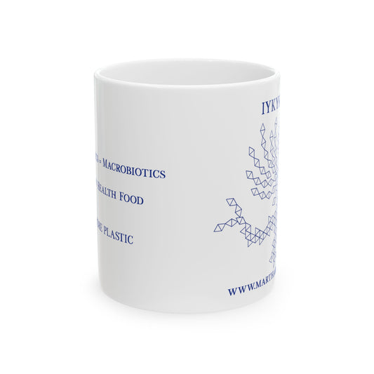 Microplastics = Macrobiotics Ceramic Mug 11oz - Blue Fractal Dragon