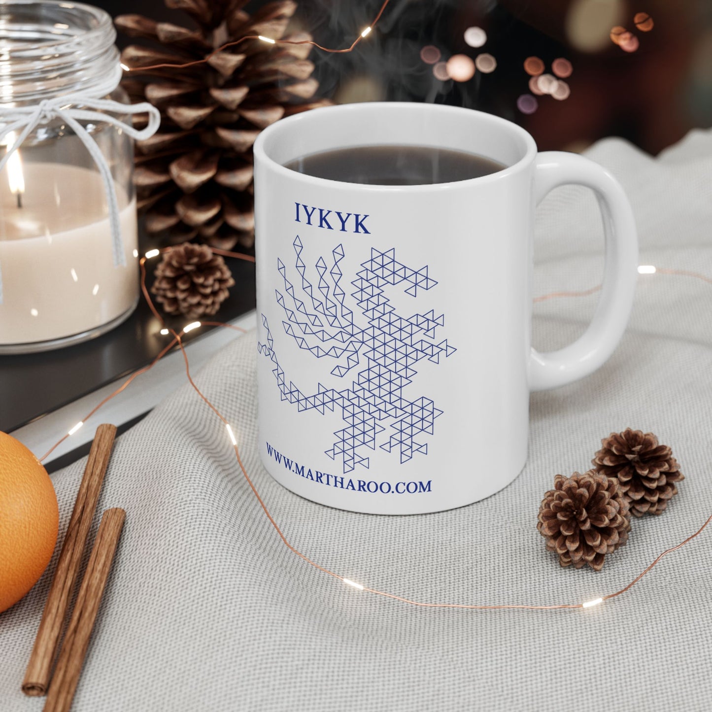 99% Microplastics Ceramic Mug 11oz - Blue Fractal Dragon