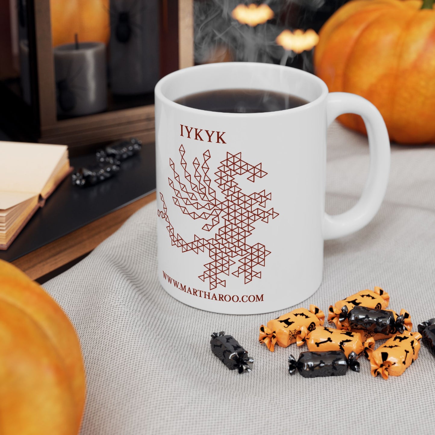 99% Microplastics Ceramic Mug 11oz - Red Fractal Dragon