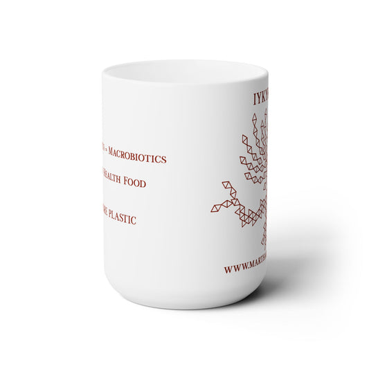 Microplastics = Macrobiotics Ceramic Mug 15oz - Red Version