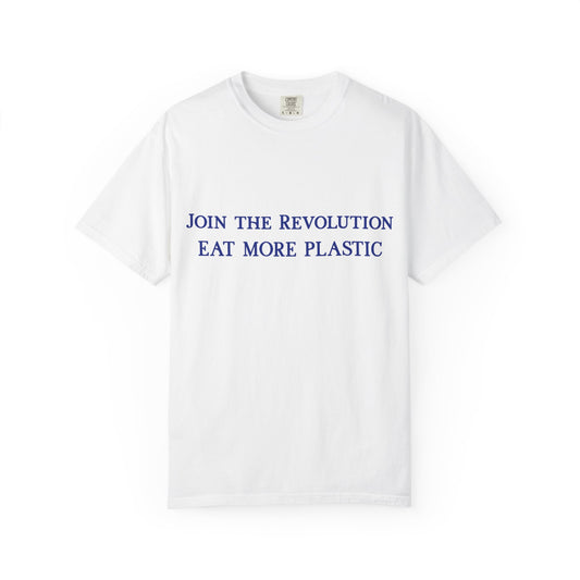 Join the Revolution - Eat More Plastic T-Shirt - Blue Fractal Dragon