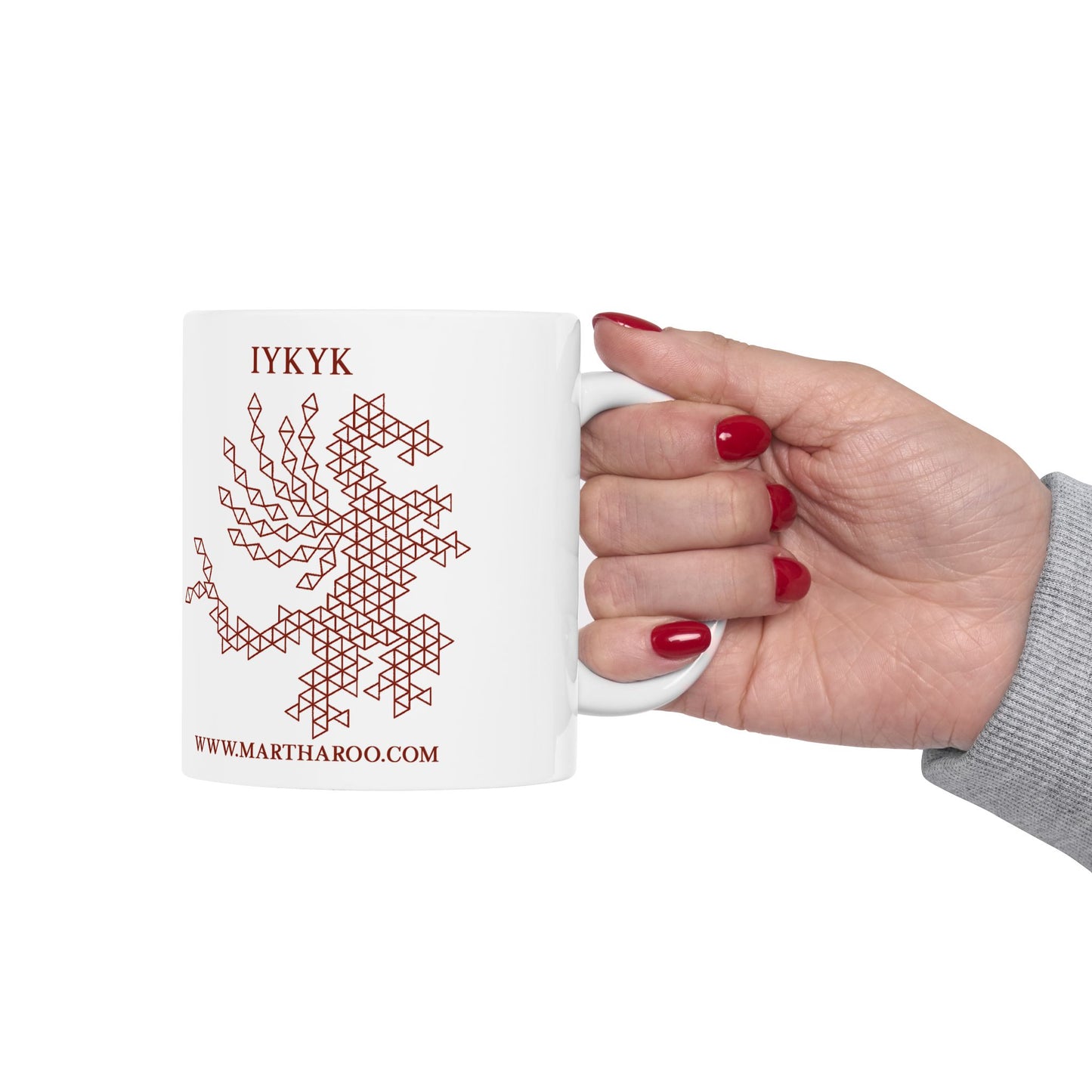 99% Microplastics Ceramic Mug 11oz - Red Fractal Dragon