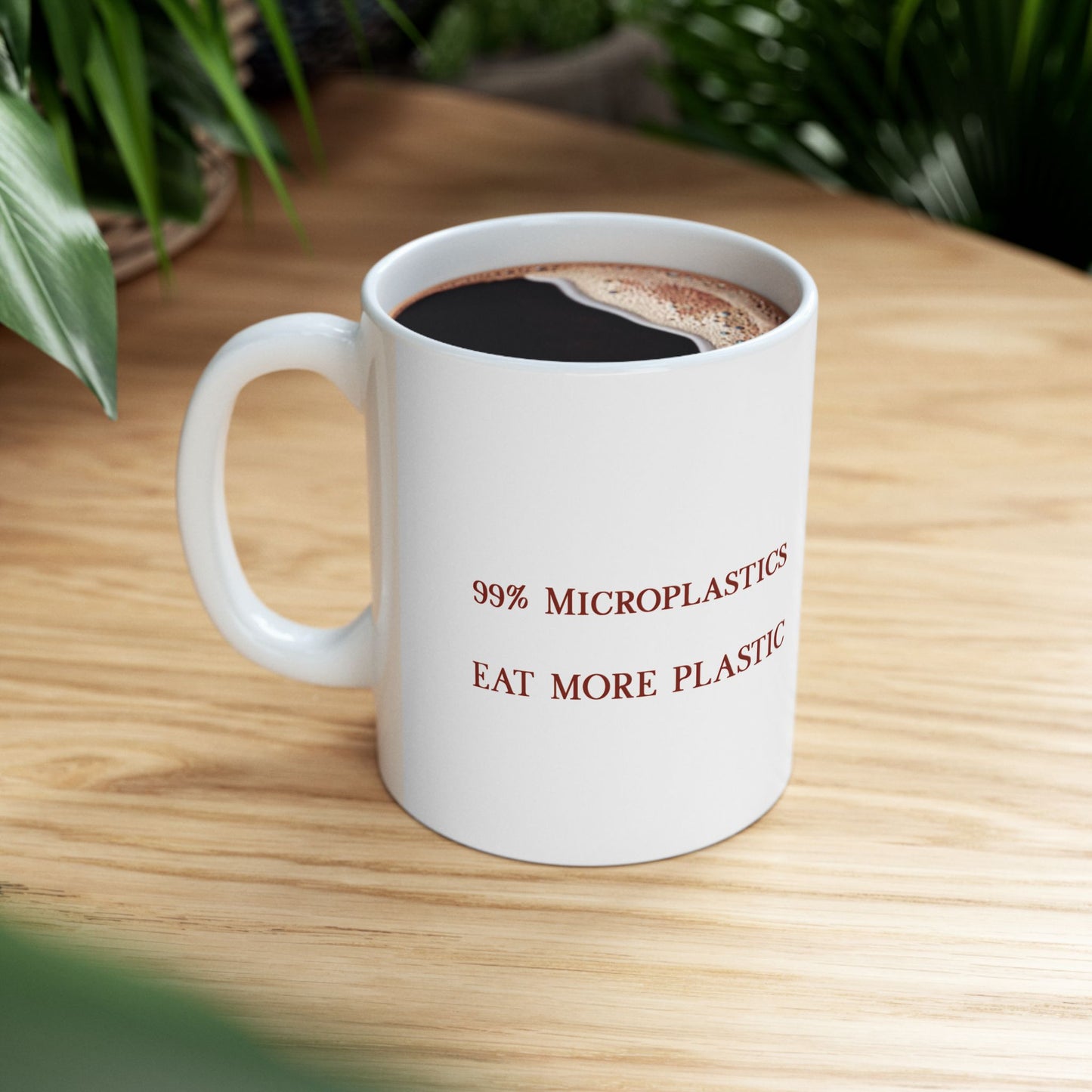 99% Microplastics Ceramic Mug 11oz - Red Fractal Dragon